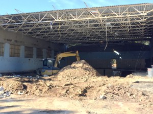 Demolition is underway in the swimming pool itself.