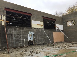 A view of that same wall from what will be the Boys Locker Room (1st floor) and Teen Center (2nd floor).