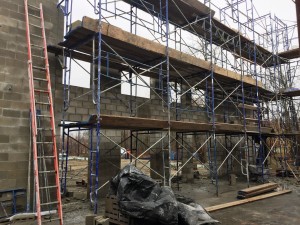 With the gym addition masonry complete, work has now begun on the walls that will house the addition of program rooms next to the gym and behind the gamesroom.